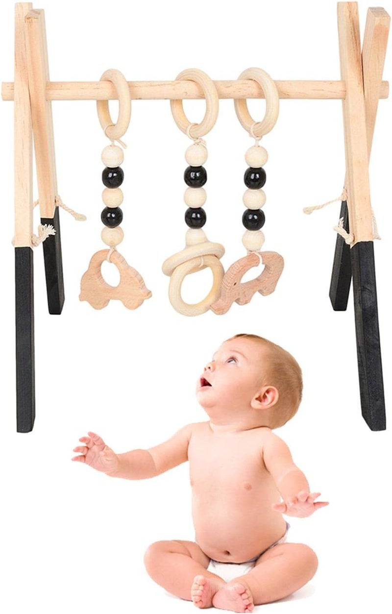 woobles Wood Baby Gym | Hanging Gym Toys for Newborns Gift - Foldable Activity Center for Motor Skill Development, Gift for Infants Boys Girls 3 Months Old and Up - Image 5